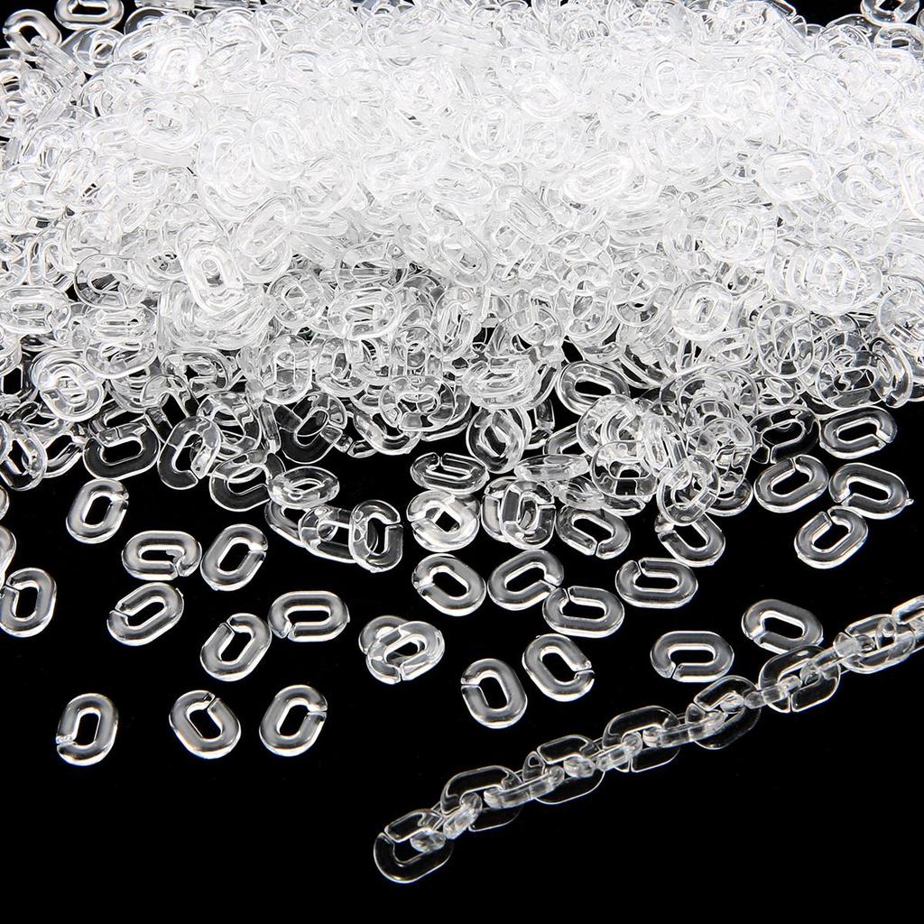 100 sztuk akrylowy płaski Twist płaski łańcuch w kształcie litery O otwarty pierścień koraliki złącze ogniwo łańcucha do tworzenia biżuterii