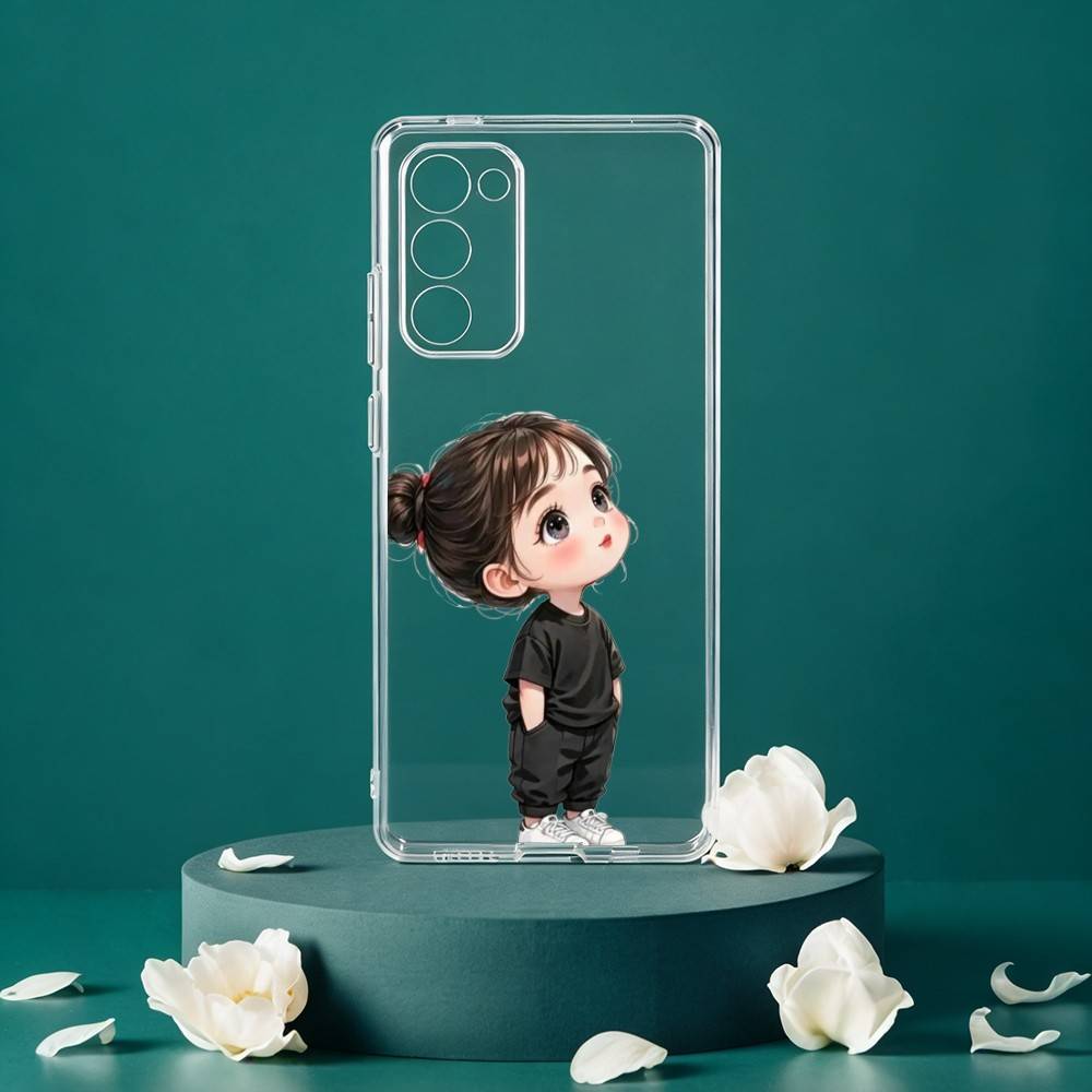 C-Cartoon Cute Baby Girl Phone Case For Samsung Galaxy S24 S25 S23 S22 S21 Plus S24 S25 Transparent Cover Case