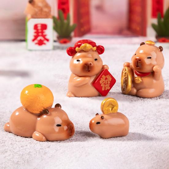 Yousheng 7 Pcs Capybara Miniatures Mini Capybara Figurines Resin Fortune Capybara Collectibles Statues for Car Dashboard Bookshelf Office Desk