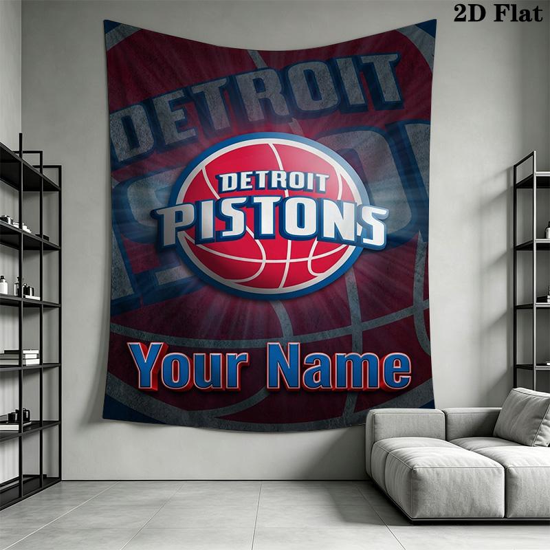 Name Custom Detroit Pistons Wall Tapestry Aesthetic Wall Hanging Printed Fabric Blanket Decorative Tapestries for Bedroom Living Room Home Decor