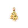 2 PCs Brass & Cubic Zirconia Charms 18K Gold Plated Christmas Tree Micro Pave Pendants For DIY Necklace Bracelet Jewelry Making