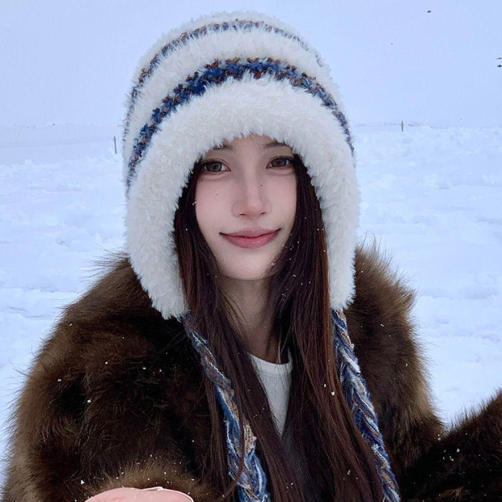 Soft Ear Protection Hat Korean Style Knitted Warm Hat Ski Caps Plush Pullover Hats  Outdoor