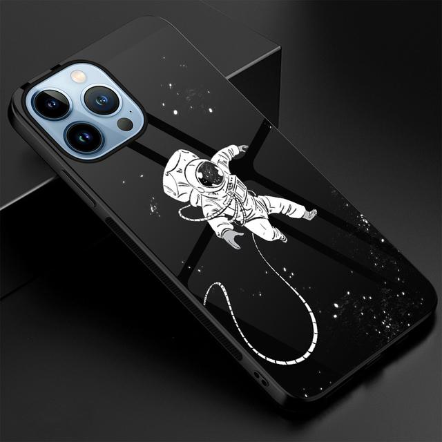 

Чехол с изображением астронавта из закаленного стекла для Iphone 14 13 11 12 Pro Max Mini Xs Xr X 7 8 6s Plus Se 2022, защитный чехол Carcasa For iPhone 14 Plus