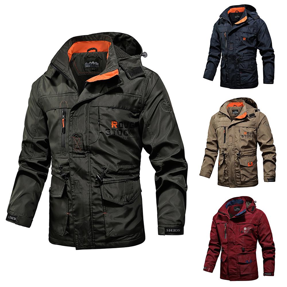 Men's Winter Zipper Warm Long Sleeve Hodded Coat Outdoor Windproof