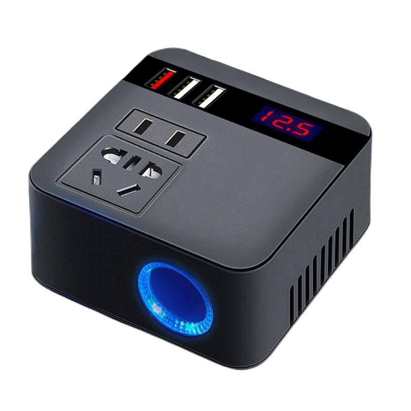 150W Car Power Inverter 12V/24VDC To 220VAC Converter with Three USB Charging Ports USB Car Outlet Adapter for Vehicle
