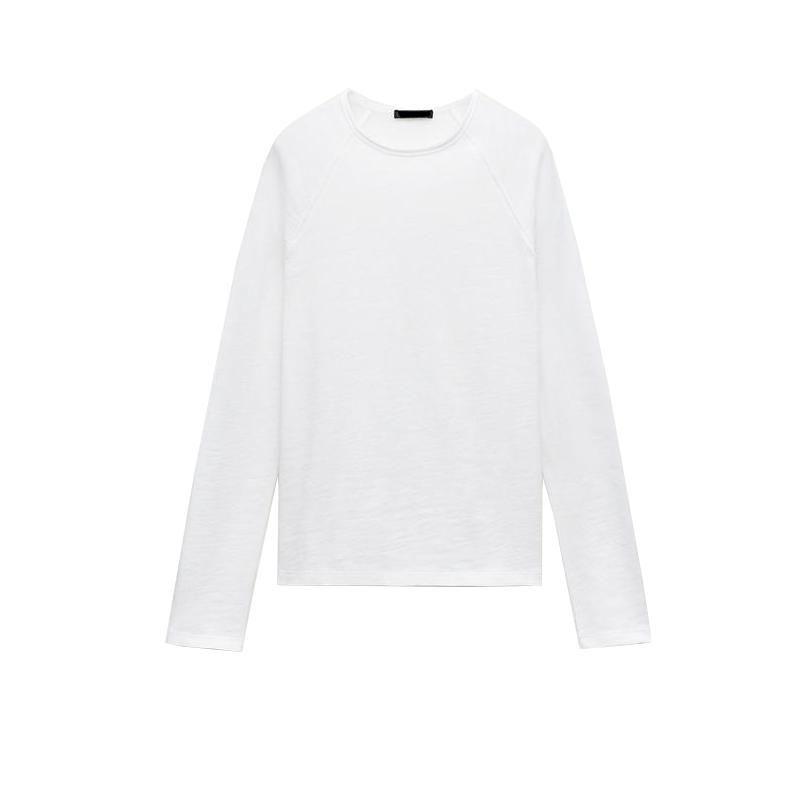 Spring New Arrival Easiest for Match Casual Inner Wear Base Minimalist Cotton round Neck Long Sleeves Cotton T-shirt 0085180