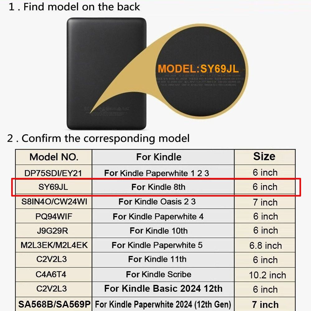 Stojan 6palcové pouzdro pro e-čtečku Dělené pouzdro pro Kindle 8. generace - Vydání 2016 (Model číslo. SY69JL)