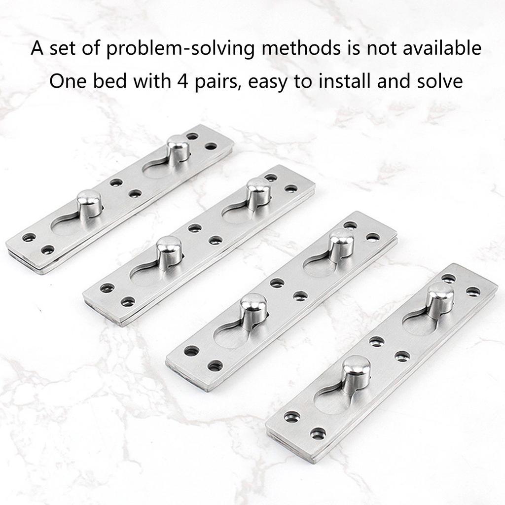 Heavy Duty Bed Frame Rail Fasteners Invisible Bed Hanging Buckle Stainless Steel Furniture Bed Hinge Connector Hardware