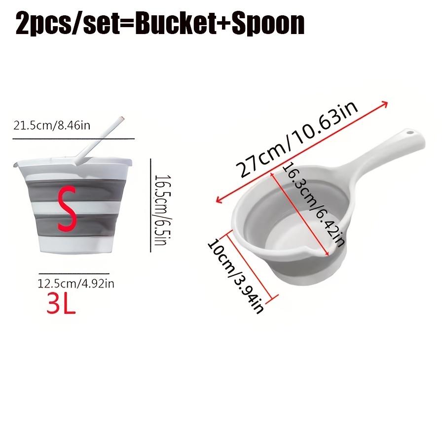 2pcs/set  Collapsible bucket+Folding water scoop  Portable water bucket Foldable car wash bucket Outdoor camping fishing travel 2pcs/set = S Barrel + Wat