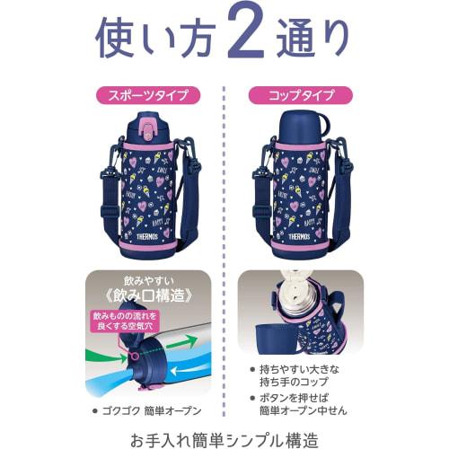 Thermos Vacuum Insulated 2-Way Water Bottle, 0.8L/0.83L, Navy Purple, Includes Direct Drinking Cup, Perfect for Kids and School