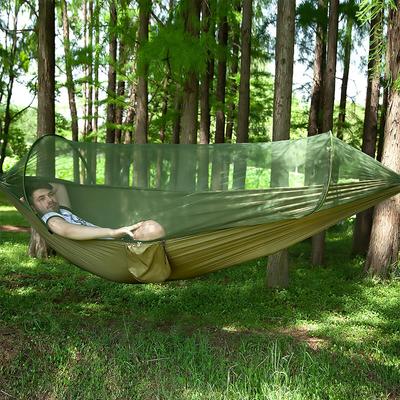 Hamac de camping double avec moustiquaire, hamac portable d'extérieur à ouverture rapide et automatique, hamac en nylon parachute