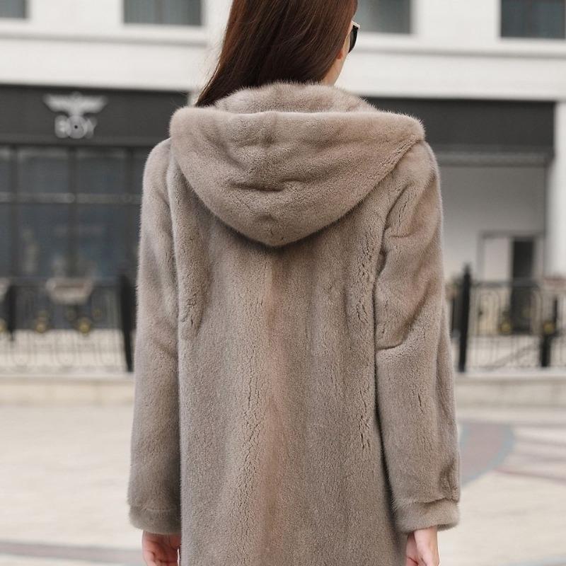 Imitation fur new imitation mink coat women's hooded imitation mink coat