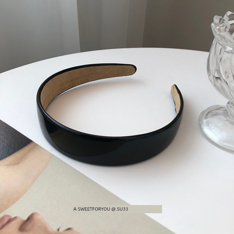 Su33 Japanese and Korean-Style Super Beautiful White Bright Leather Hairpin Black Glossy Leather Headband