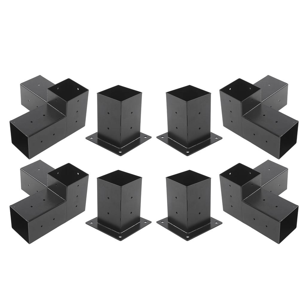 Pergola Bracket Steel DIY Elevated Wood Stand Hardware Kit for Outdoor Woodworking 8pcs