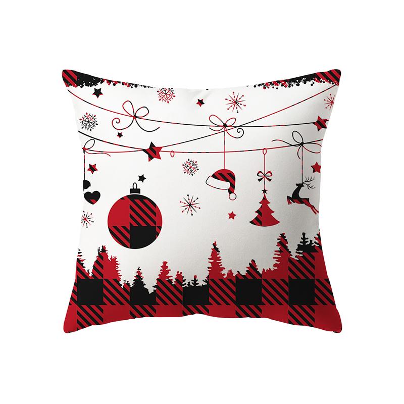 Weihnachtsthema-Elch-Druckmuster-Polyester-Kissenbezug für Zuhause, Wohnzimmer, Sofa, Dekoration, quadratischer Kissenbezug