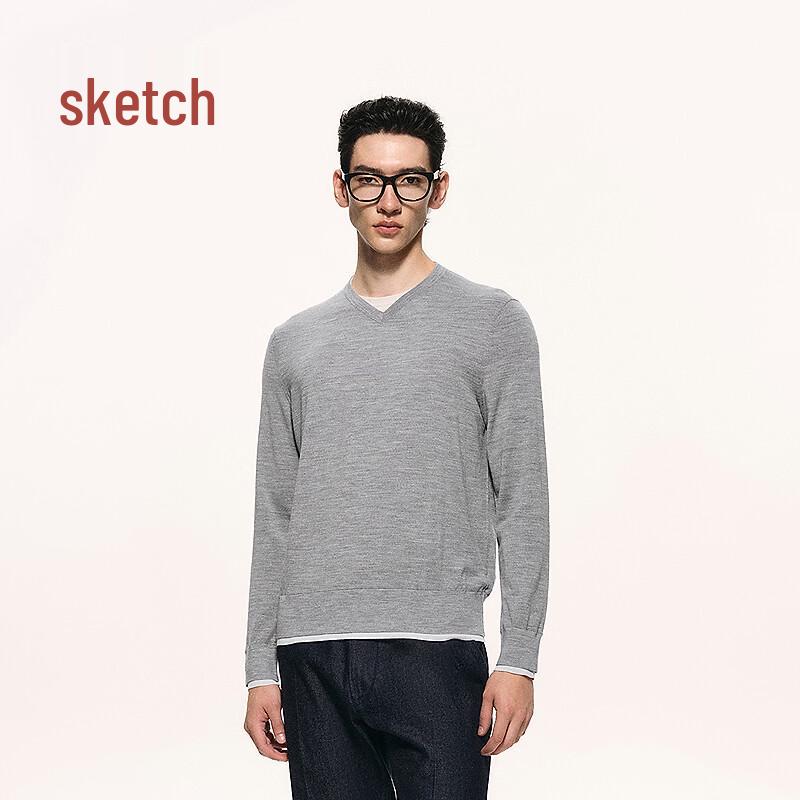 CROQUIS Men's V-Neck Long Sleeve Wool Sweater