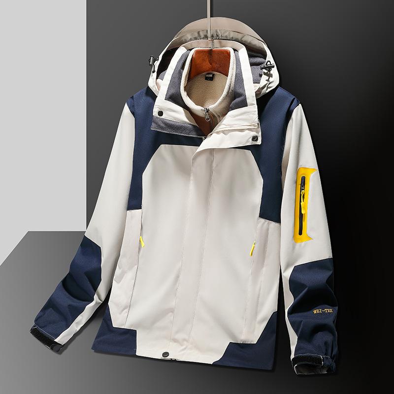 Giacca Shell Autunno Inverno Giacca Cappotto da Uomo Ampio Outdoor Casual Antivento Tre in Uno