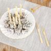 80Pcs Disposable Bamboo Fork Two-Tooth Fruit Fork Catering Household Fruit Fork