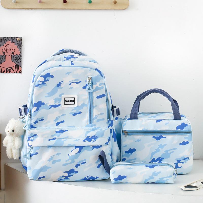 Zaino per studenti Borsa da scuola in tre pezzi Zaino resistente di grande capacità da donna