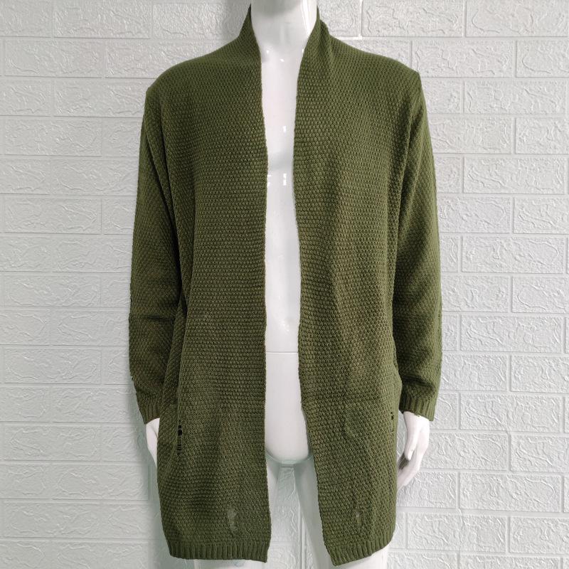 Autumn-Winter Men's Mid-length Loose Knit Cardigan - European & American Muscular Style Sweater