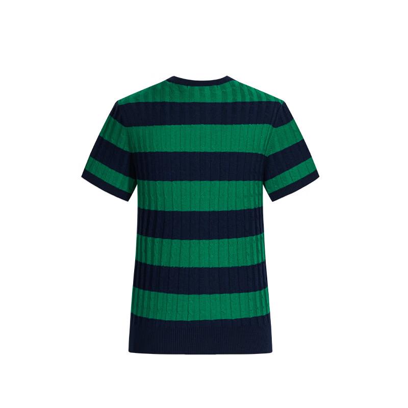 Navigare Women's Striped Short Sleeve Cable Knit Top