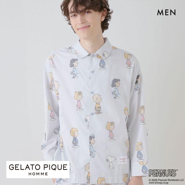 40% OFF Gelato Pique HOMME Men s Peanuts Allover Pattern Shirt Gelato Pique Pajamas Room Wear PEANUTS gelato pique HOMME M-L