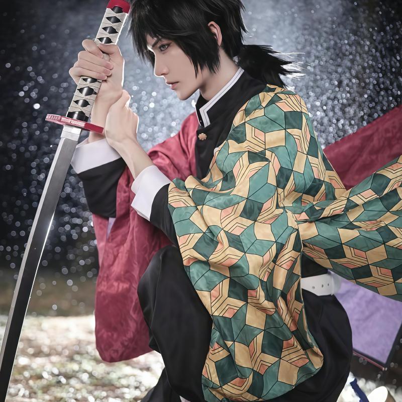 Anime Kimetsu No Yaiba Tomioka Giyuu Cosplay Kostým Doplňky Pak Uniformy Kostýmy Pruik Druh Volwassen Feest Cadeau