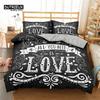 Love Words Bed Cover Kit Romantic Style Couple Sleep Bedding Kit Microfiber 3D Design Love Heart Comforter Cover Single Size Full Size Full Queen
