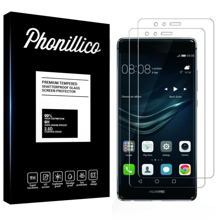 Screen Protector - Phonillico® - Huawei P9 PLUS - Pack of 2 - Tempered Glass - Scratch Resistant
