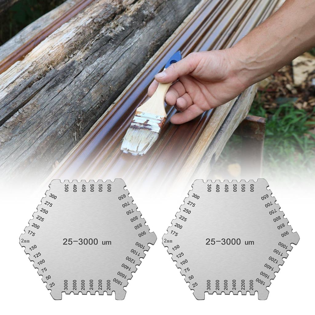 Paint Thickness Gauge 25-3000um Stainless Steel Hexagon Wet Film Comb for Paint and Coating Measurement Thickness Gauge