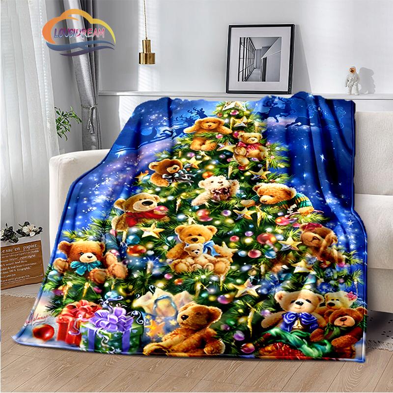 Merry Christmas Series Santa Blanket Flannel Warmth Soft Plush Sofa Bed Throwing