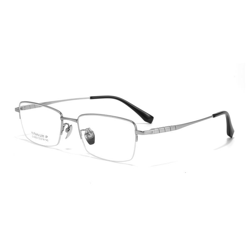 Premium Men's Half-Titanium Business Eyeglass Frames - Comfortable & Compatible with Myopia/Presbyopia Lenses