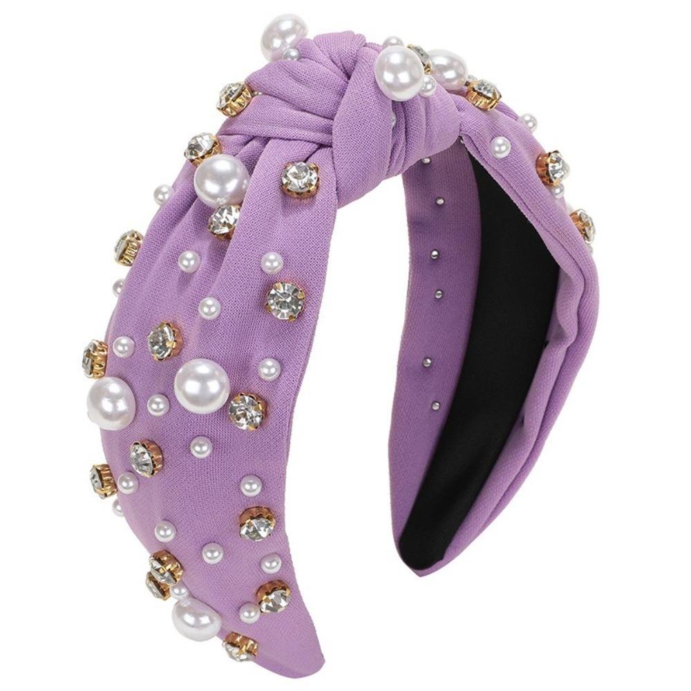 Luxury Twist Wide Edge Hairband Diamond Pearl Knotted Headband Pearl Headband  Trendy Headband