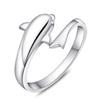 S925 Sterling Silver Romantic Dolphin Love Open Ring Korean Dolphin Ring Ornament