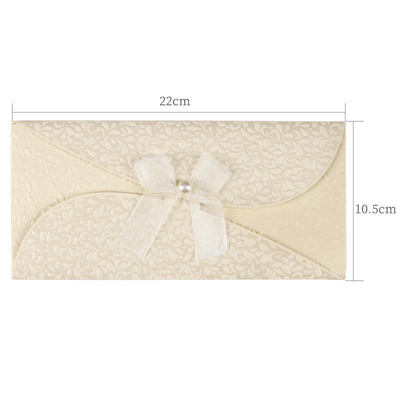Thick Embossed Greeting Card Envelope with Bowknot Ribbon for Event Invitations