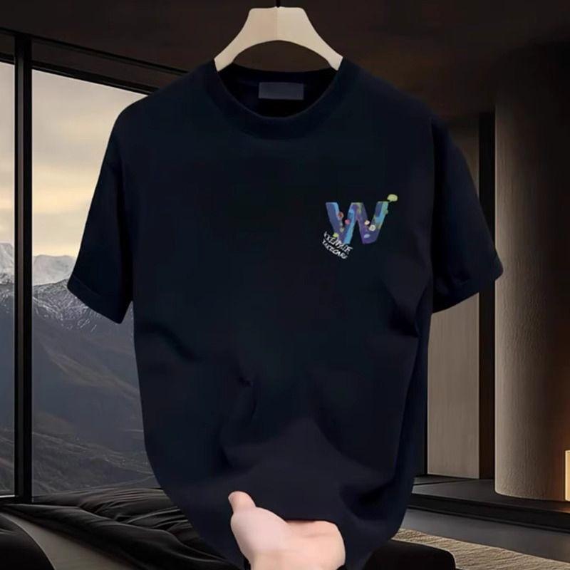 Summer American Short-sleeved T-shirt for Men and Teenagers, Large Letter Graffiti Printed Pure Cotton Loose and Versatile Top