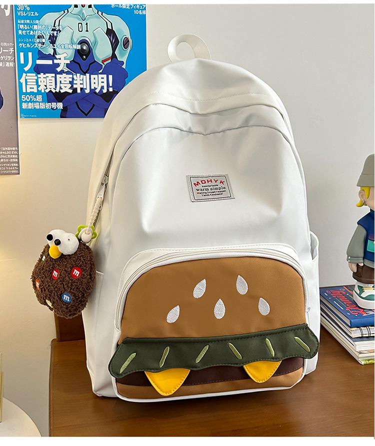 School Bag 2025 New Design Sense Niche Backpack Hamburger Cute Large Capacity Campus School Bag Leisure Travel Backpack