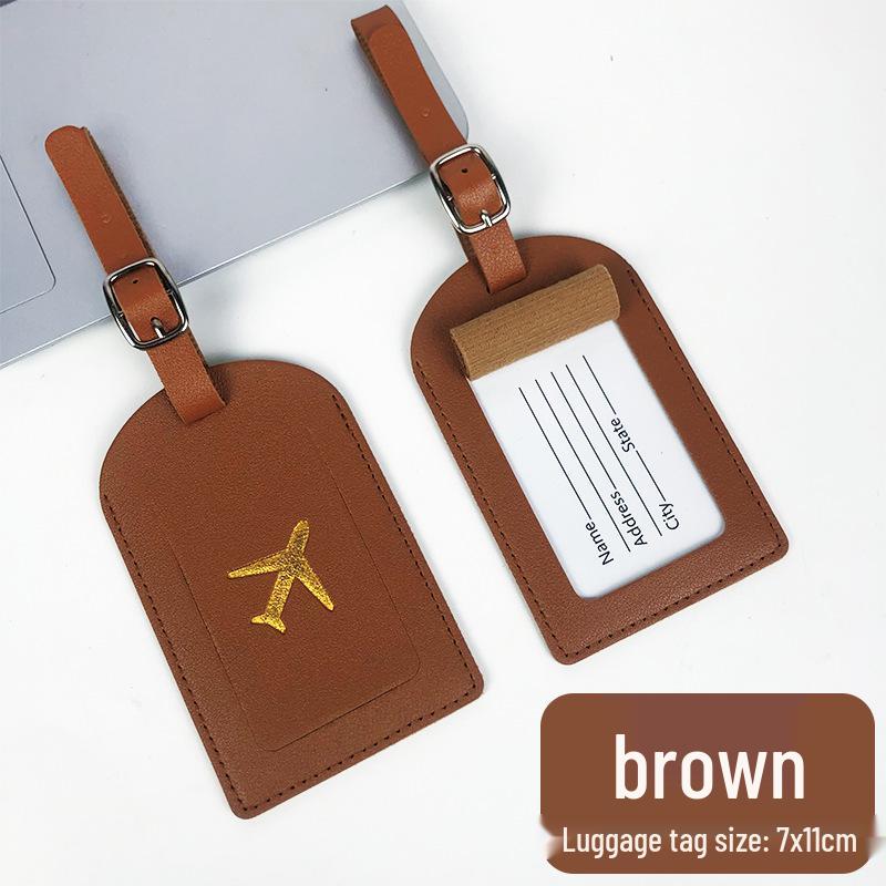Metal Buckle Boarding Pass and PU Leather Luggage Tag with Hot Stamped Paper Card