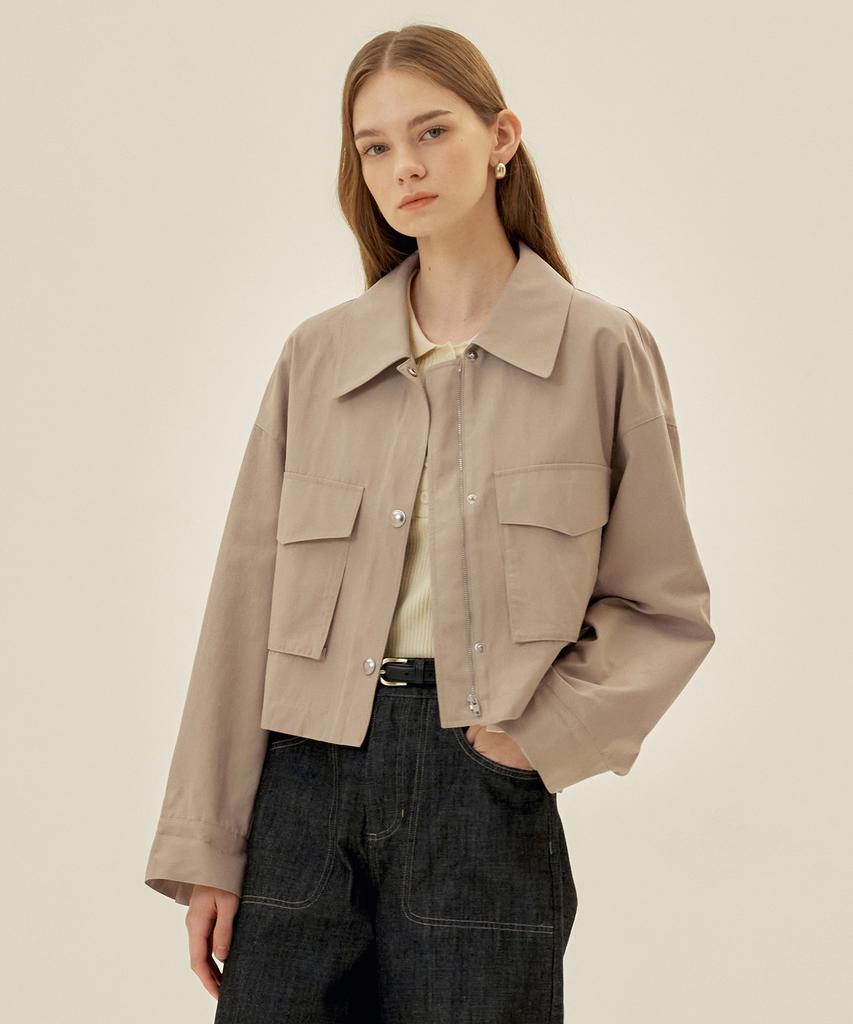 Mind Bridge Women [W] Crop Zip-Up Trucker Jacket - 2 Colors