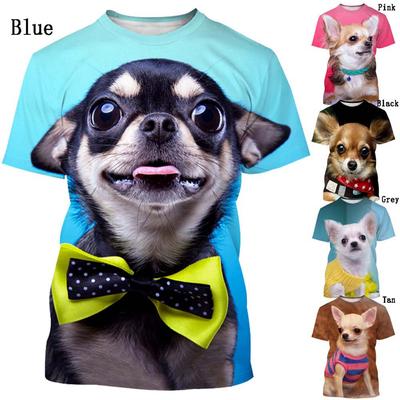Fashion Animal Dog Chihuahua 3d Printing Men's and Women's Summer Casual Short-sleeved T-shirt