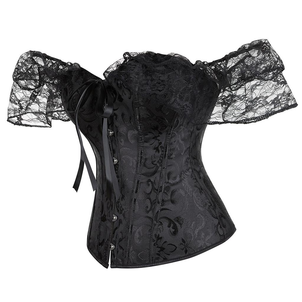 Breathable Polyester Lace Corset Top Adjustable Ties And Elegant Off Shoulder Design Traditional Blossomy Bustier Top