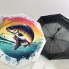 Colorful Fish Sunset Design Automatic Opening/Closing Umbrella with Foldable Design - Perfect for Fans, Travelers, Daily Use, and Festive Gi