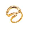 Stainless Steel Hollow Geometric Open Ring for Women with Irregular Thick Lines
