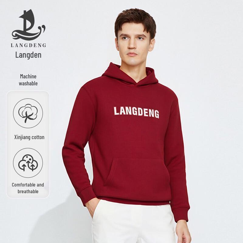 Langdeng Unisex Letter Print Hooded Sweatshirt XL