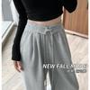 Gray Sweatpants Women's Spring and Autumn New Thin and Drape High-waisted Straight-leg Pants Casual Loose Narrow Wide-leg Pants