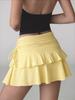 Women Skirts Solid Color Drawstring Design Skirt High WaistedWrapped Hip Short Skirt Mini Skirt