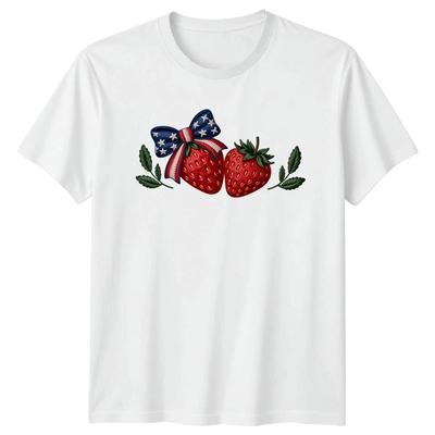 Patriotic Strawberry Bow Unisex T Shirt 4th Of July Gift