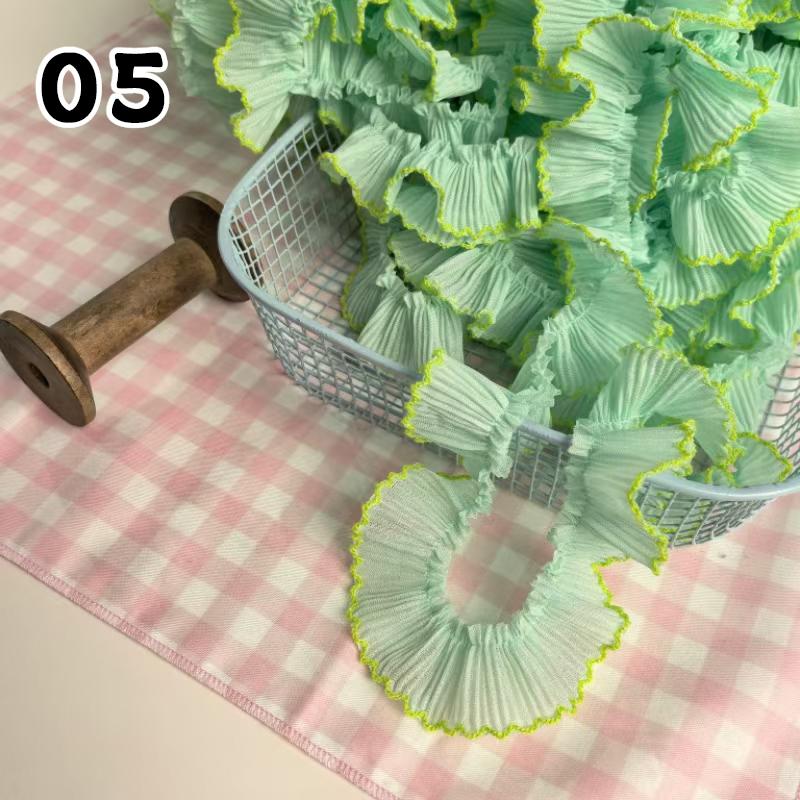 1M Lace Ribbon Sheer Chiffon Elastic Ruffle Ribbon Lace Trim for Dress Diy Apparel Sewing Fabric Wedding Party Accessories New