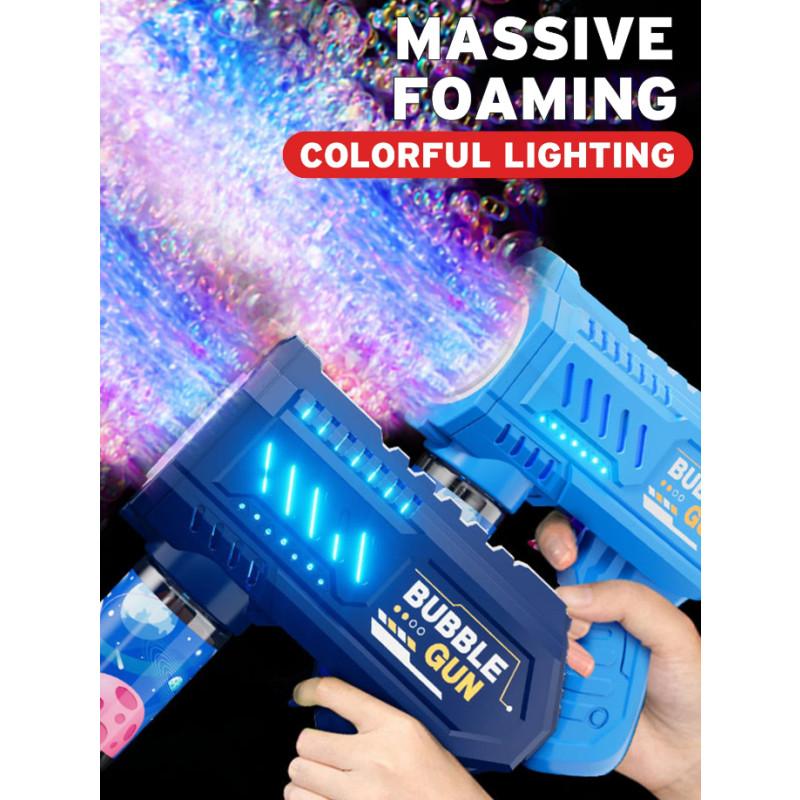 10 Hole Handheld Light Bubble Machine Fully Automatic Electric Bubble Gun Children's Toys Without Battery and Bubble Water