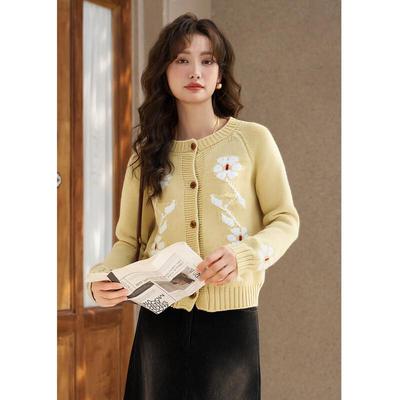 Women's Floral Jacquard Knit Cardigan